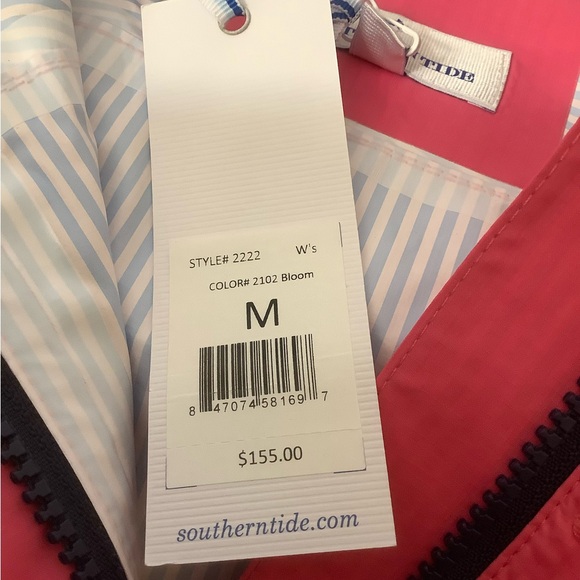 NEW Women’s Southern Tide Wind Worthy Rain Slicker Bloom Pink Hooded Jacket - M - Picture 5 of 5